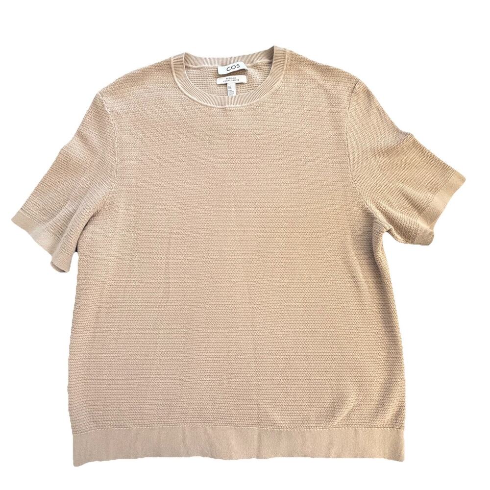 COS Mens Knit Beige Short Sleeve Sweater Top Sz XL Classic Capsule